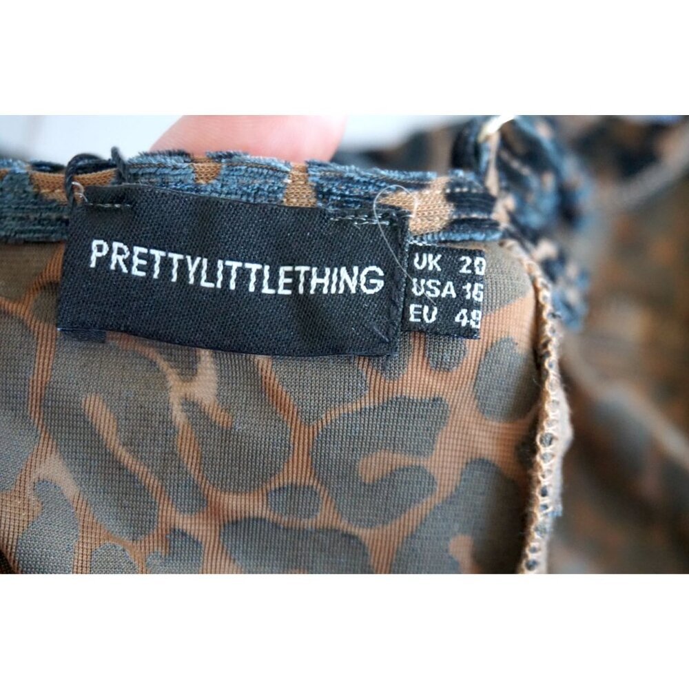 PrettyLittleThing Chocolate Leopard Velvet Structured Corset Top - Size 16, NWT - Picture 6 of 8